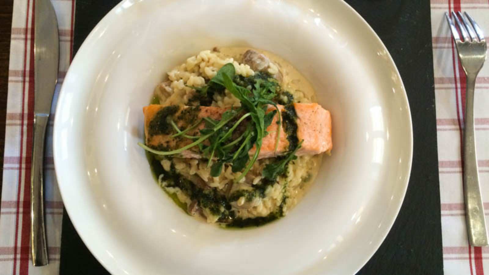 Pavé de saumon, risotto